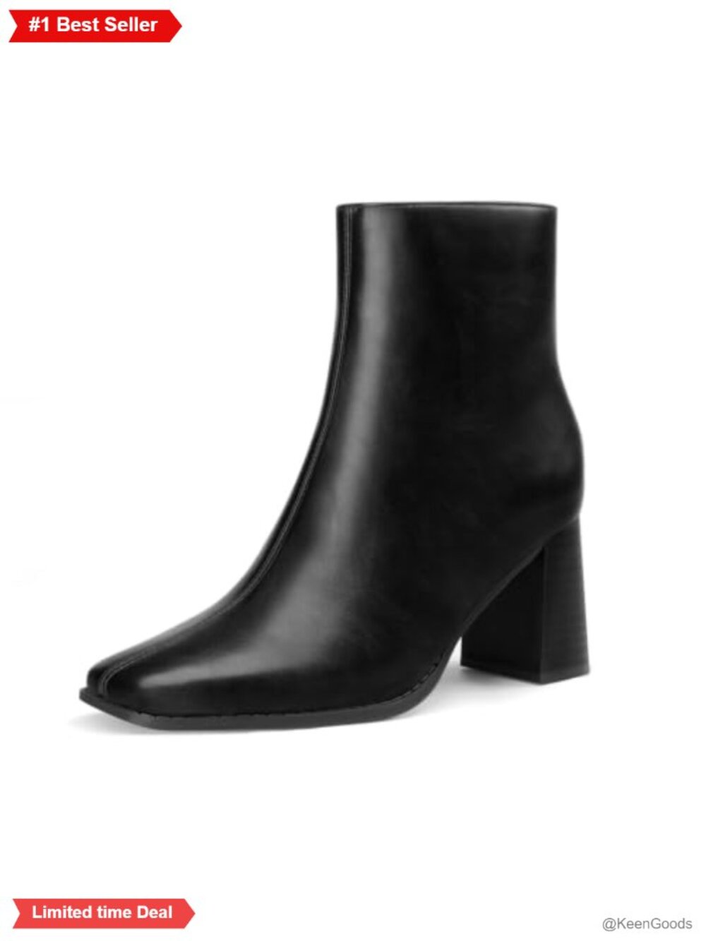 Women's Square Toe Chunky Block Heel Ankle Boots Side Zip Booties